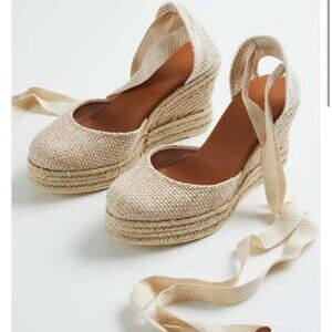Kourbela Woven Espadrille Platform Wedges – Mediterranean Raffia – Size 40